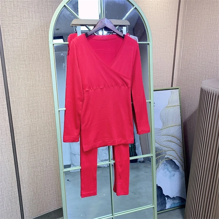 F648红色孕妇衣两件套   90-150