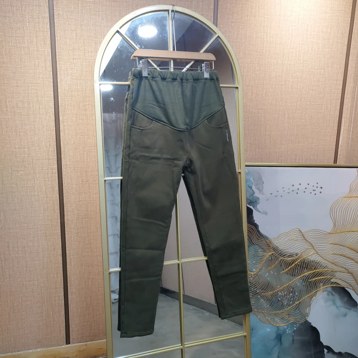 HM91孕妇绿色加绒裤子XL90-1302XXL140  3XL150