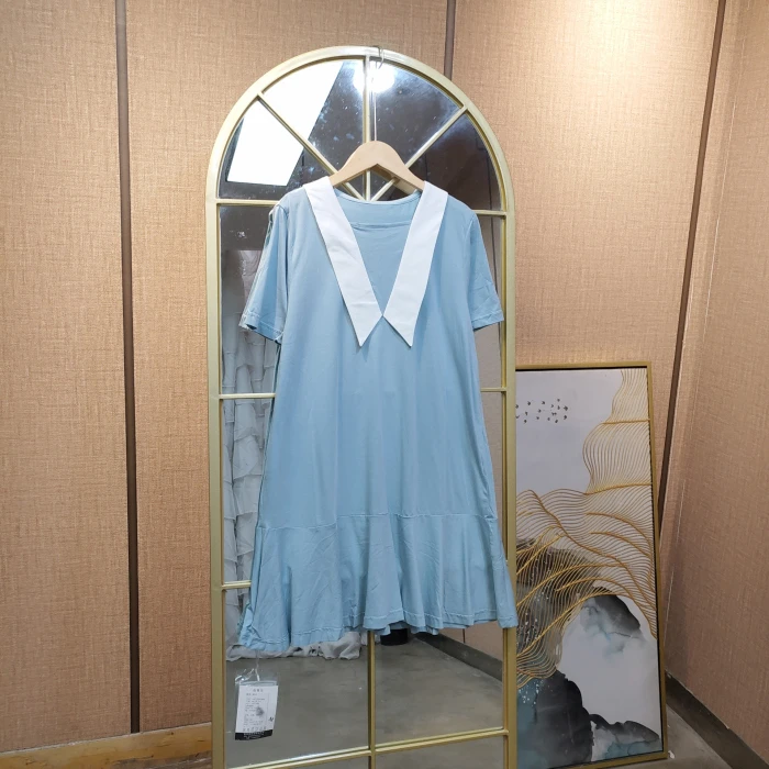 BE679孕妇蓝色连衣裙90-115