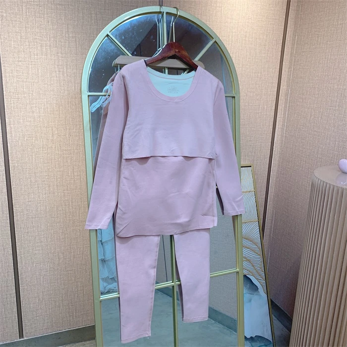 O022粉色孕妇德绒秋衣套装XXL110-140