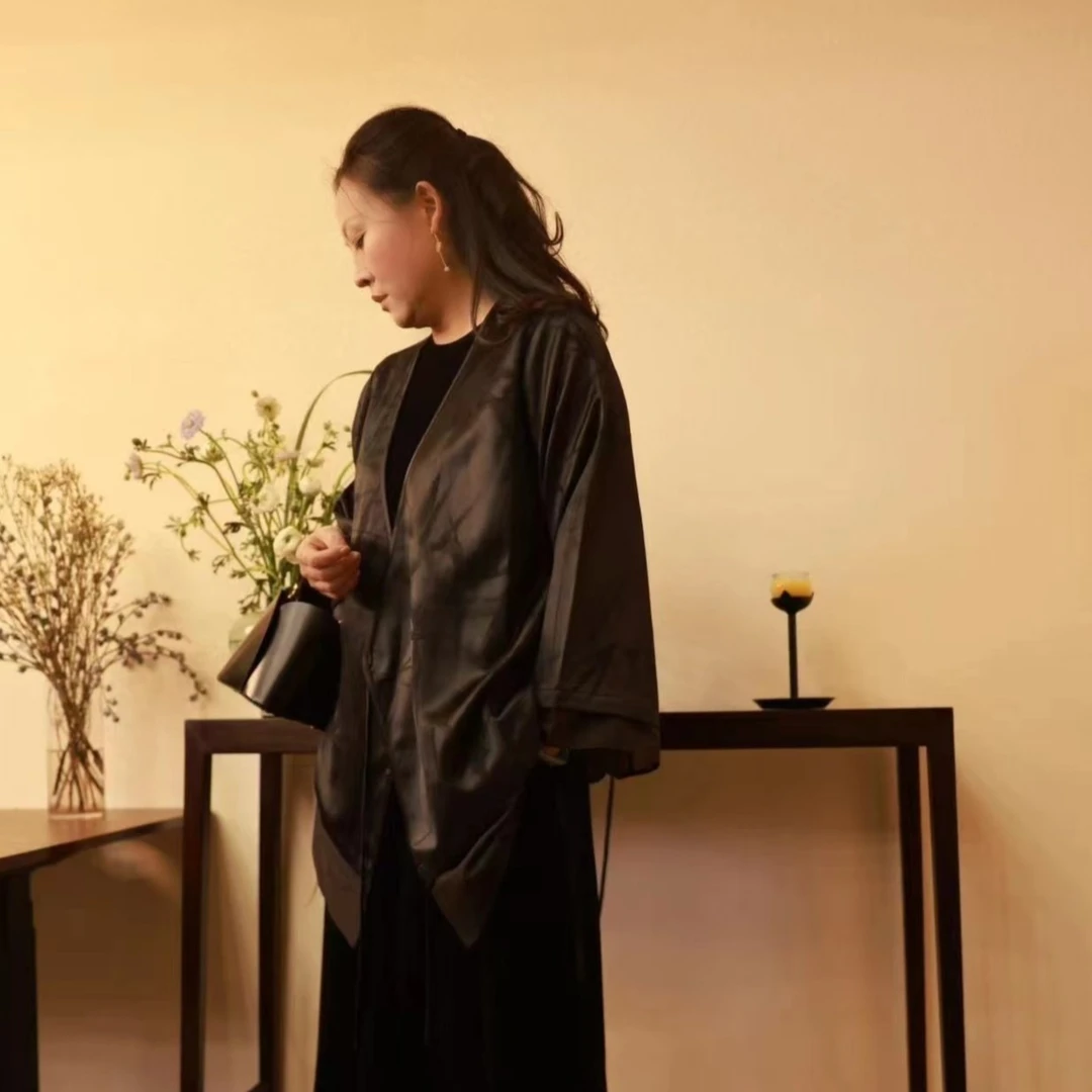 清和自在【玄金】新中式宽松系带秋小衫上衣