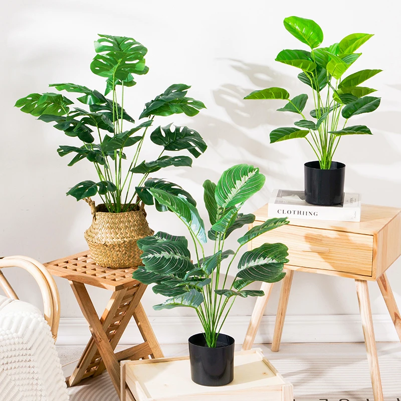 花雨舟仿真绿植客厅大型摆件小盆栽龟背竹落地电视柜假植物盆景树