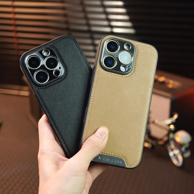 适用苹果16promax手机壳防摔皮革纹iPhone13/14/15新款磨砂保护套