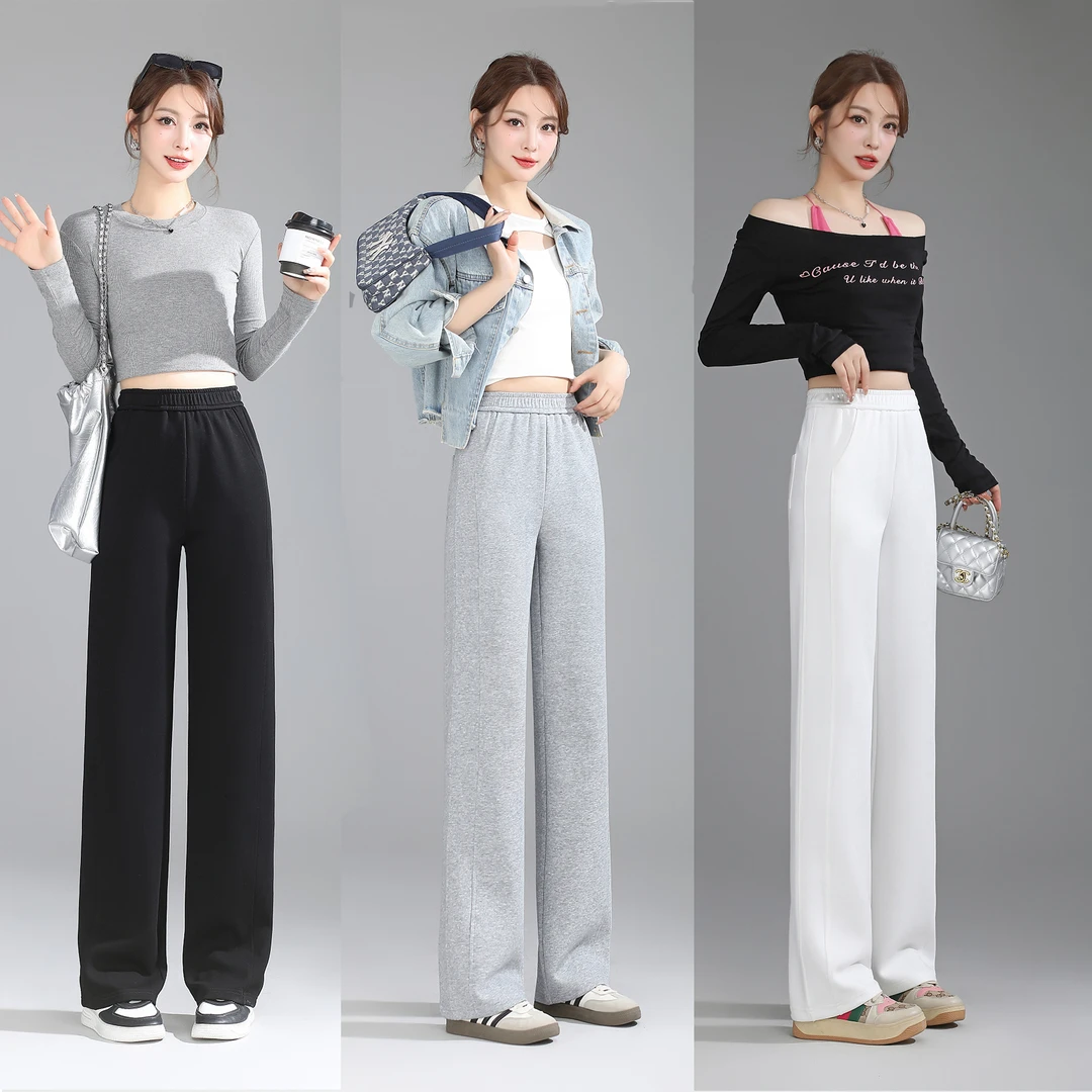 「2个裤长可选」2024新款小个子高腰直筒春款宽松显瘦休闲垂感长裤