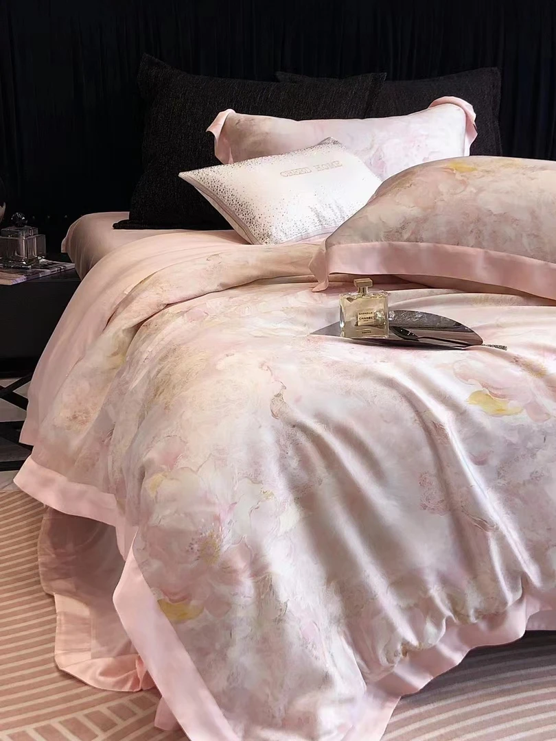 Bea  兰精天丝LF级数码印花拼角款四件套 朵芙轻奢