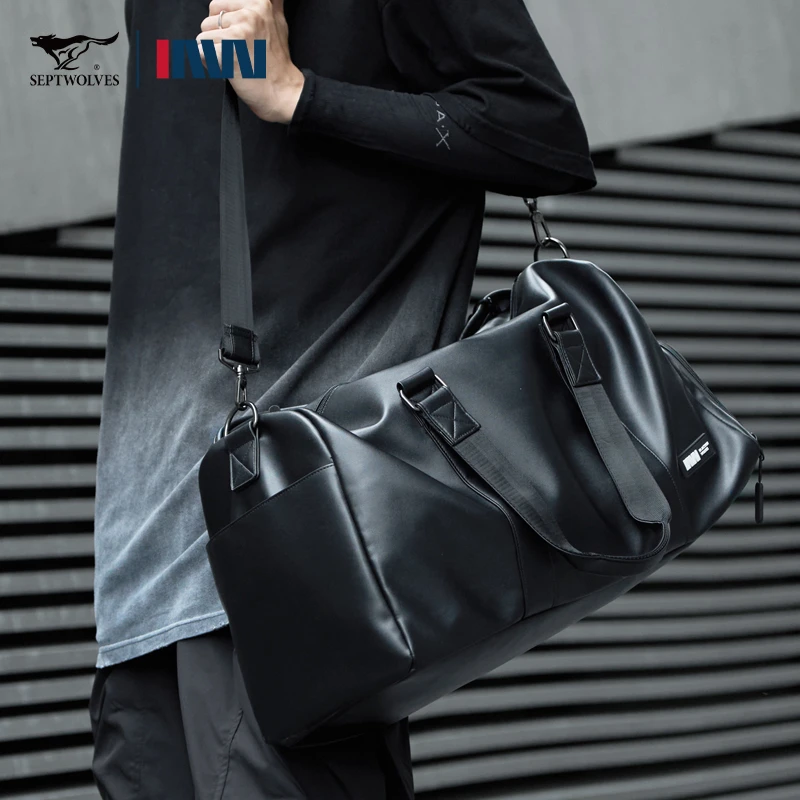 七匹狼手提旅行包男士干湿分离运动休闲健身包短途轻便出差行李袋