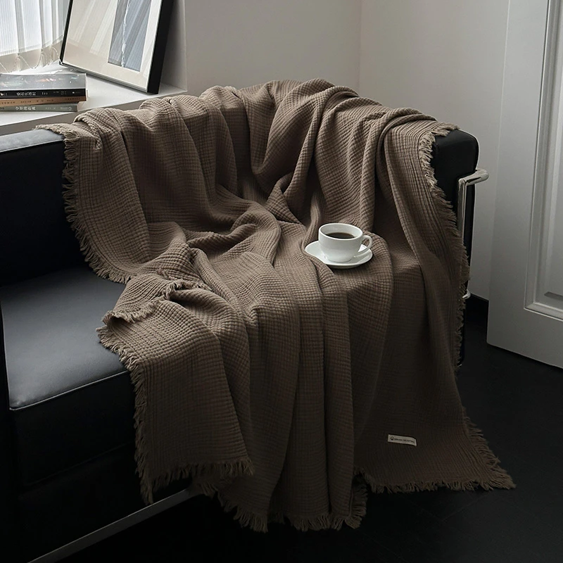 高端全棉简约网红纱布盖毯头等舱航空毯午睡毯沙发毯办公室午休毯