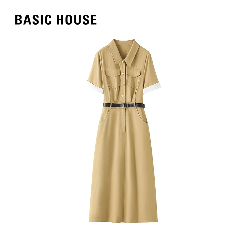 Basic House/百家好春夏超显瘦时尚休闲气质轻奢简约优雅连衣裙