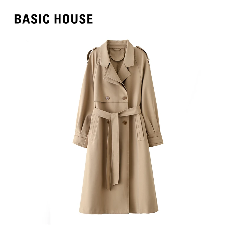 HH中长款风衣外套女2024年春秋季新款小个子流行大衣英伦风系带