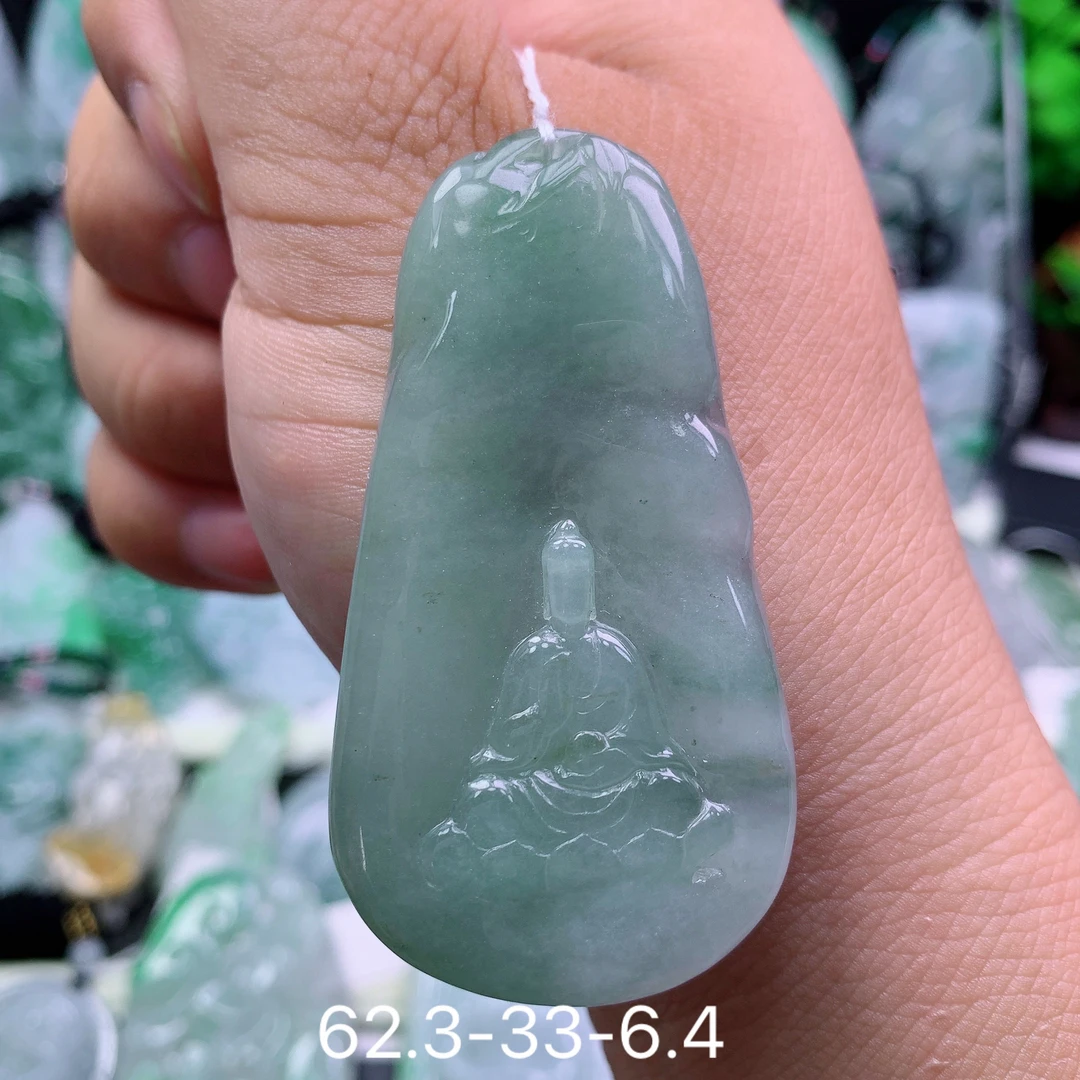 天然A货翡翠无相悟道吊坠挂件