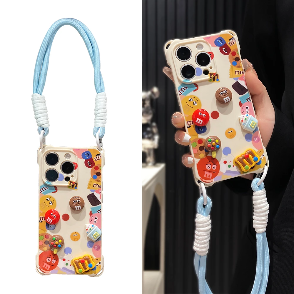 舜翔彩虹m豆公仔适用于苹果15promax手机壳四角挂绳iPhone13/14