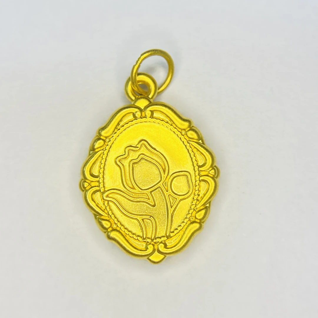 足金饰品/郁金香花牌吊坠/1.02/1B5B12109/h