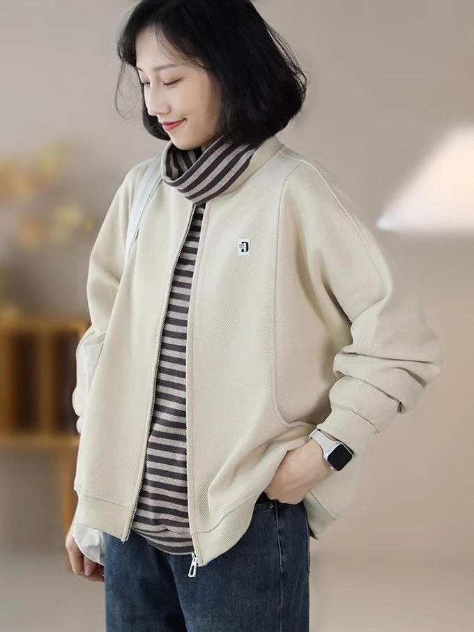棒球服外套女士春秋新款大宽松码女装休闲开衫夹克上衣短款外衣