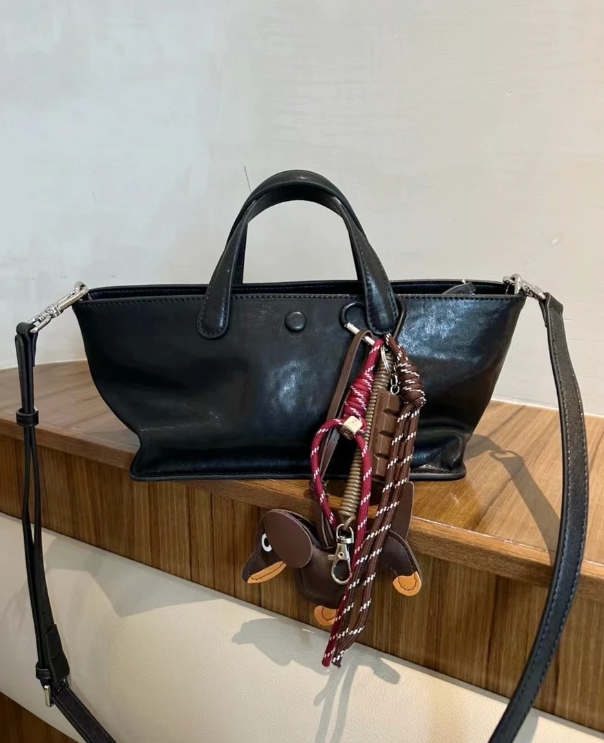 【独品定制】新款高级感法式简约复古头层牛皮通勤百搭手提小托特包