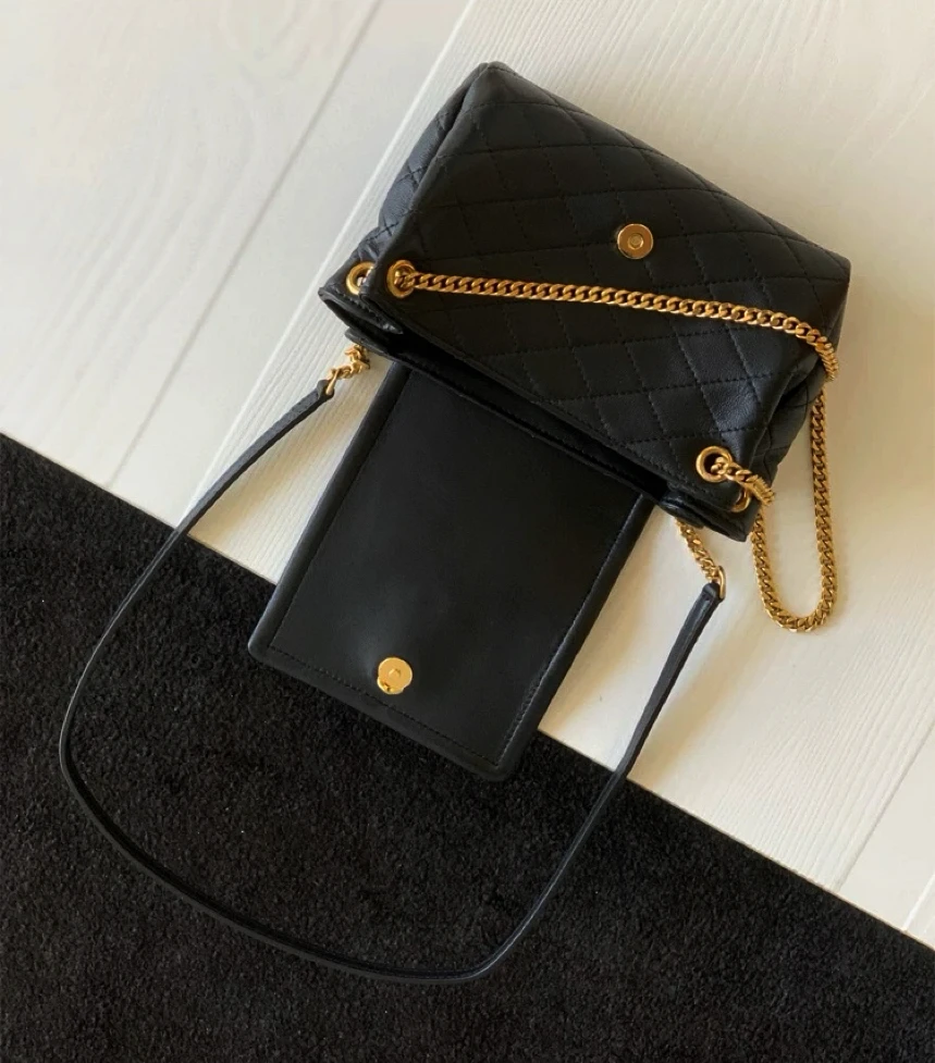 【独品定制】高级感轻奢真皮羊皮洛丽塔菱格链条气质腋下斜挎小方包