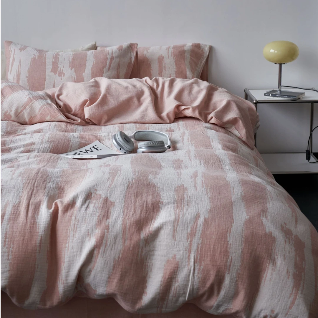 N002外贸尾单【棉麻】提花四件套标准2*2.3轻奢亲肤柔软色织双人