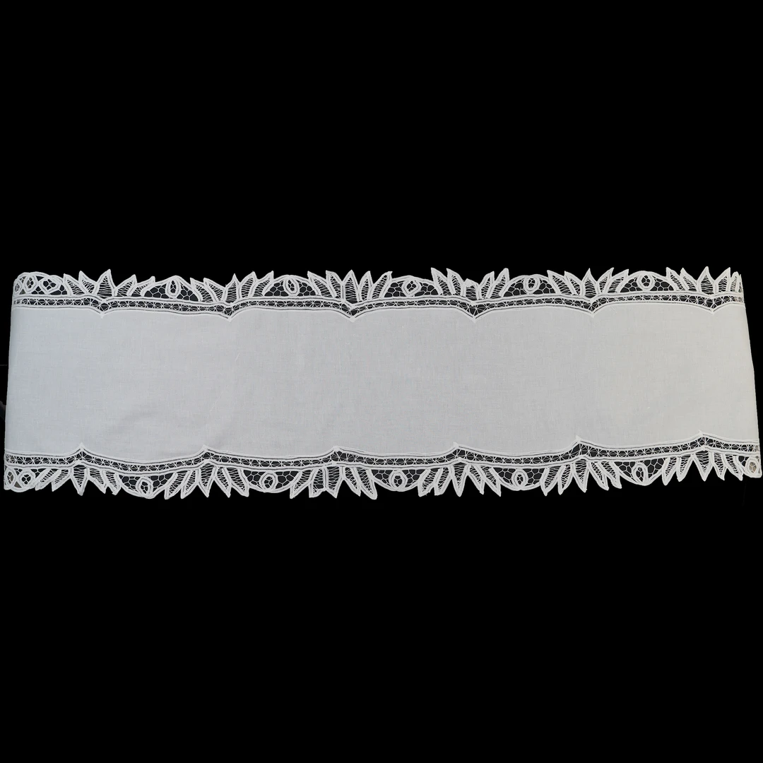 40*180外贸老货库存C311欧式桌旗手工棉线百代丽花边镂空桌旗微瑕