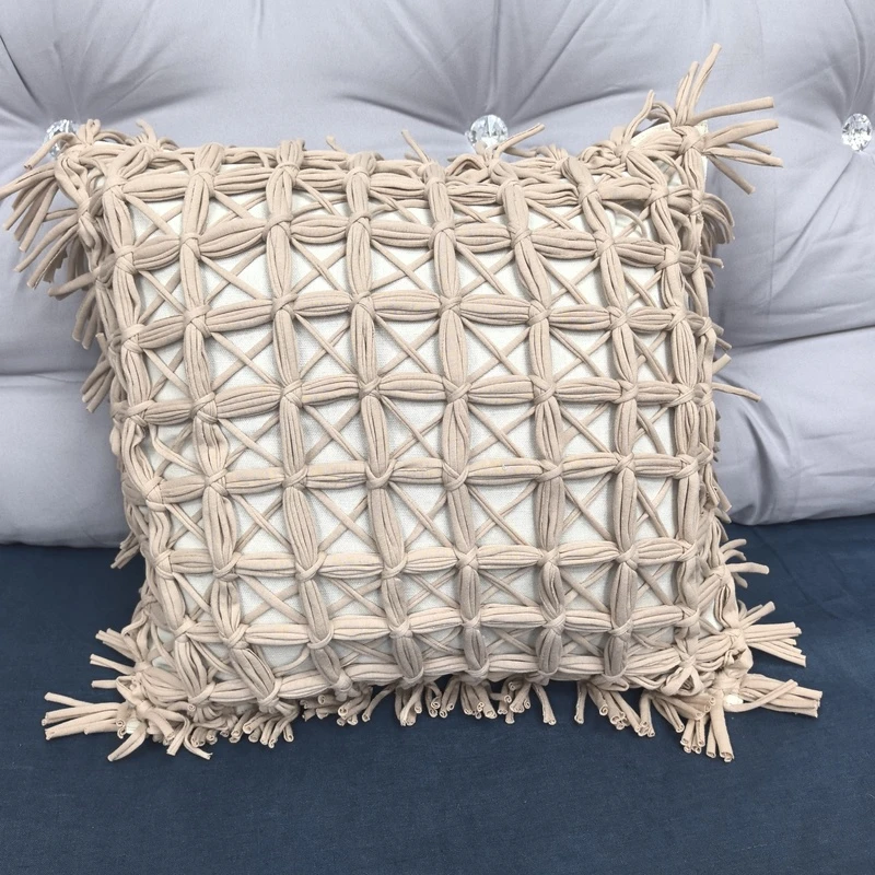 G003【100棉】手工编织抱枕沙发靠垫四季通用40*40