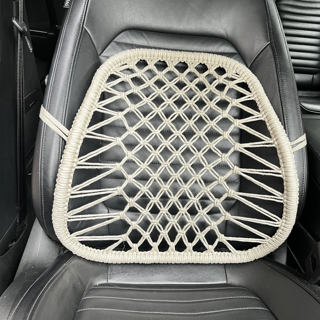 外贸尾货J411【100亚麻】手工编织纯亚麻汽车腰靠四季通用透气护腰