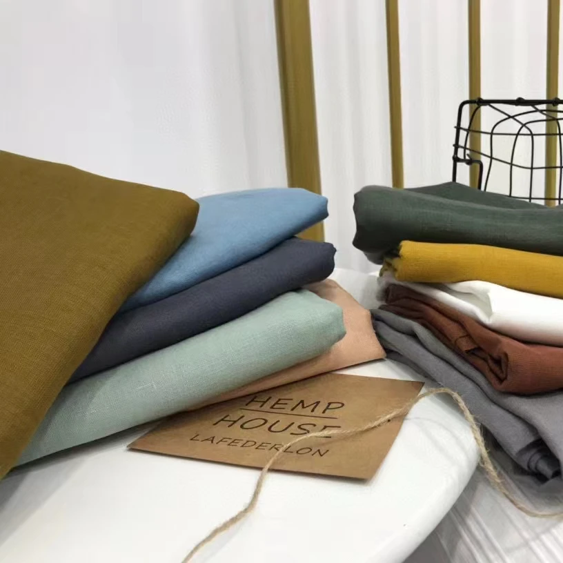 C905外贸尾单【100汉麻】枕套信封式纯色枕套一对