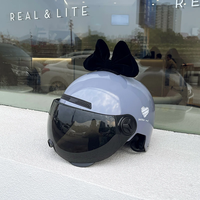 夏季3C认证新国标时尚新潮蝴蝶结女士半盔电动摩托车头盔时髦好物