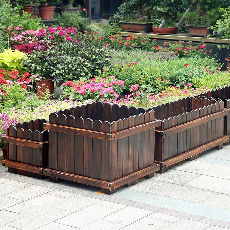 防腐木花箱长方形户外庭院碳化实木种菜专用箱种植箱室外大花盆