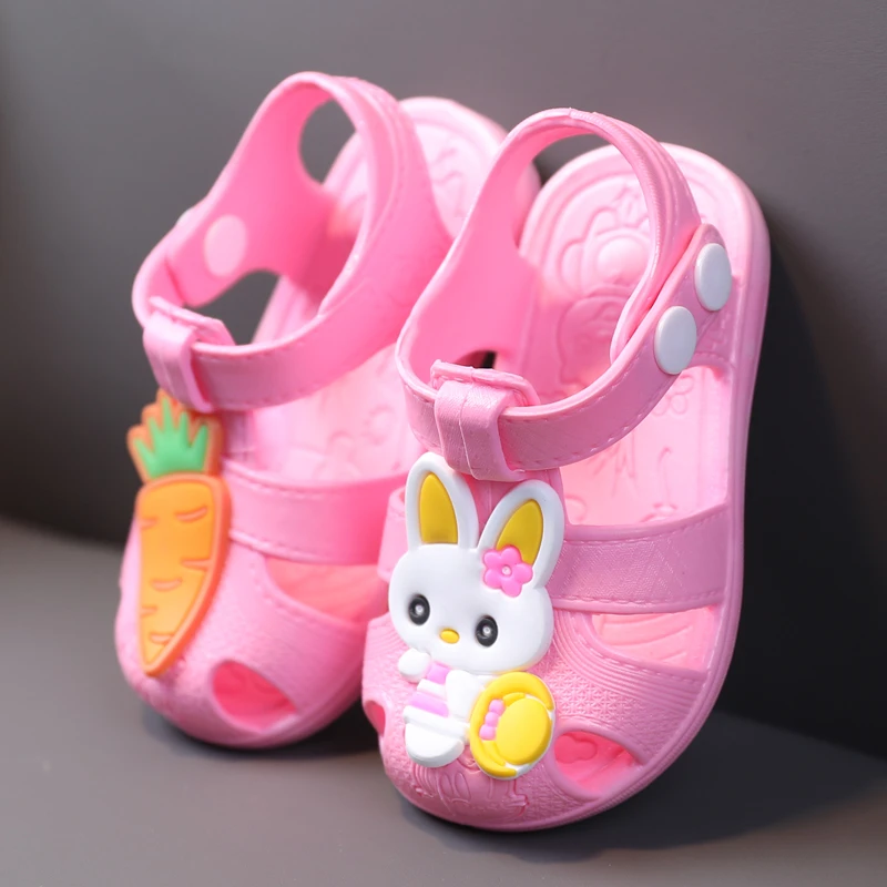儿童小凉鞋女童卡通兔子防滑包头软胶学步鞋外穿1-3岁男宝婴幼儿2