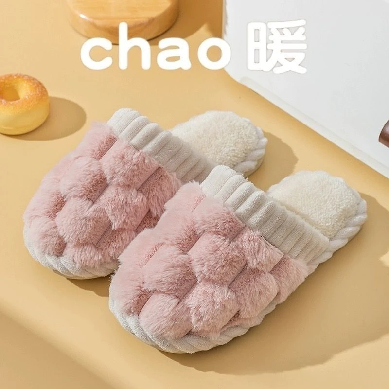 毛毛鞋冬天外穿女秋冬季家用情侣家居室内厚底防滑保暖棉拖男士