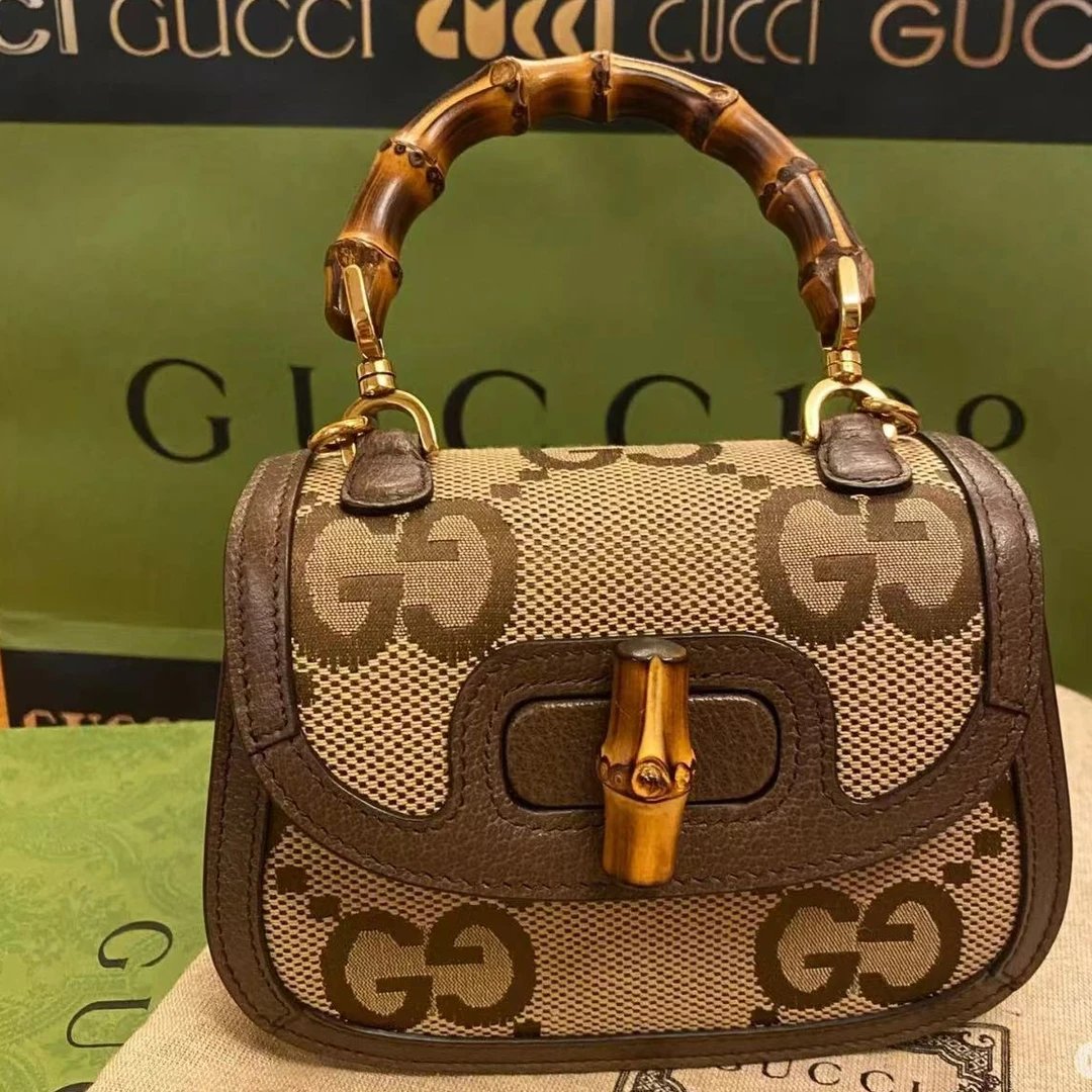 95新 GUCCI/古驰 Bamboo1947竹节手柄 斜挎包/331914