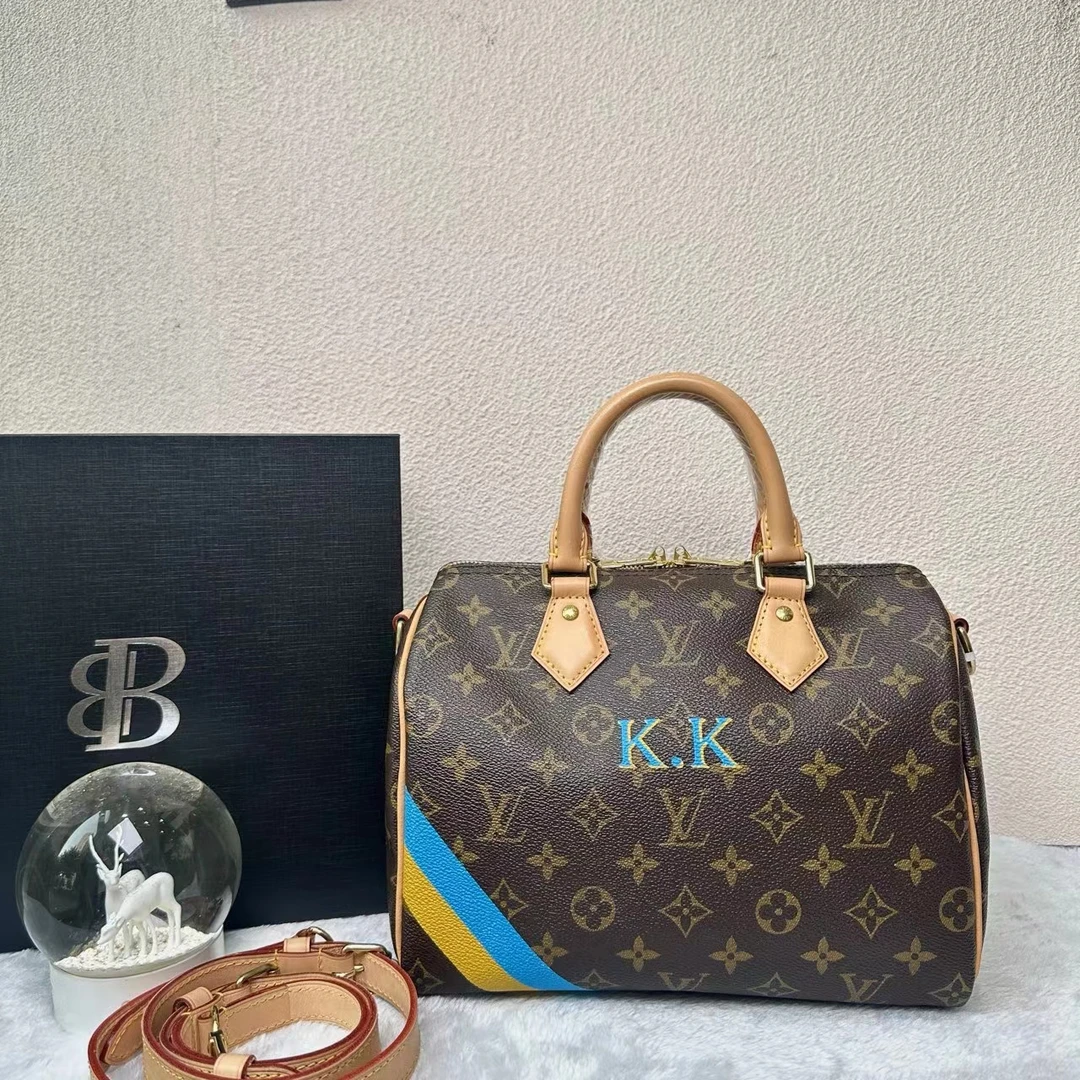 95新 LouisVuitton/路易威登 老花speedy 25枕头包/321776