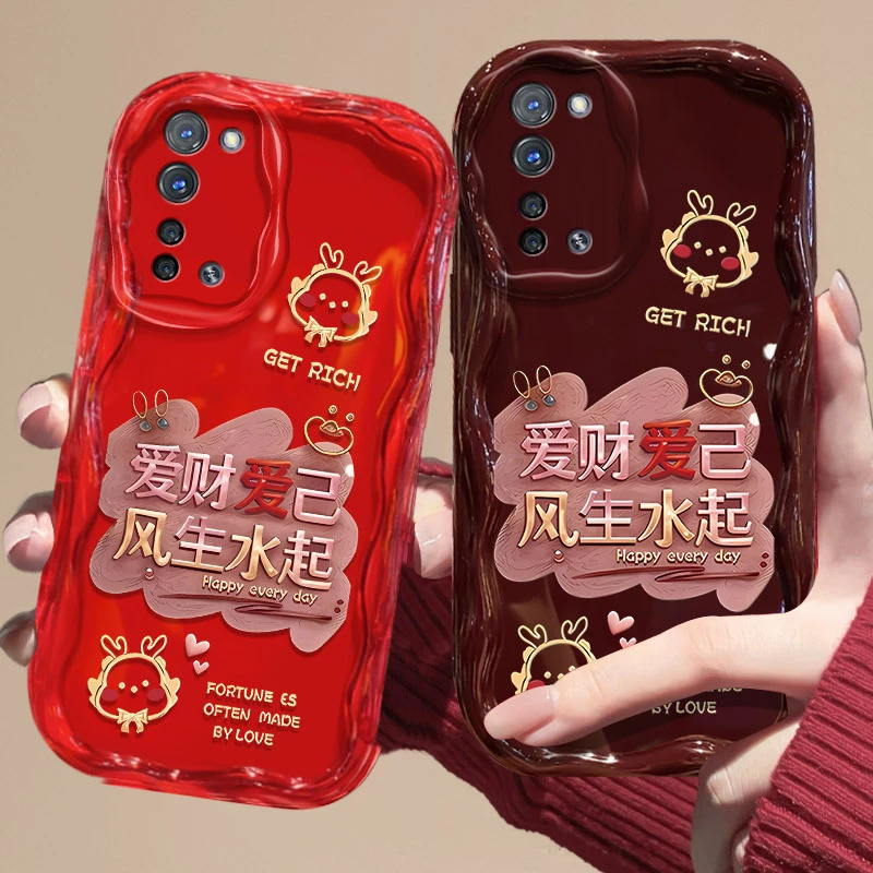 OPPOReno3手机壳PDCM00新年款防摔爱财爱己网红潮牌文字软壳女男