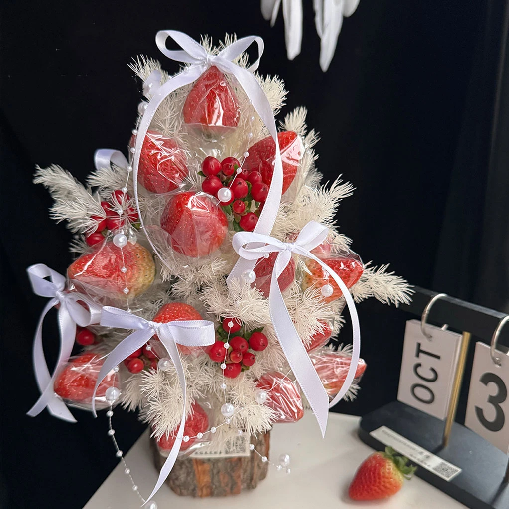 【花境】树皮桶草莓塔花束包装插花手工diy制作秋冬送礼圣诞节礼物