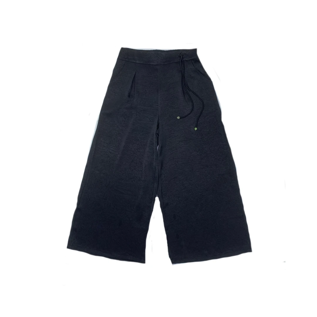 2024夏季重磅醋酸丝阔腿裤时尚休闲百搭宽松经典潮流洋气纯色通勤