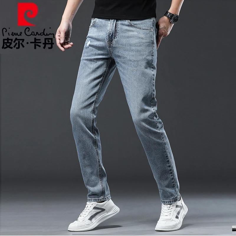 皮尔卡丹春夏季新款牛仔裤韩版男士潮牌时尚宽松直筒男士休闲长裤