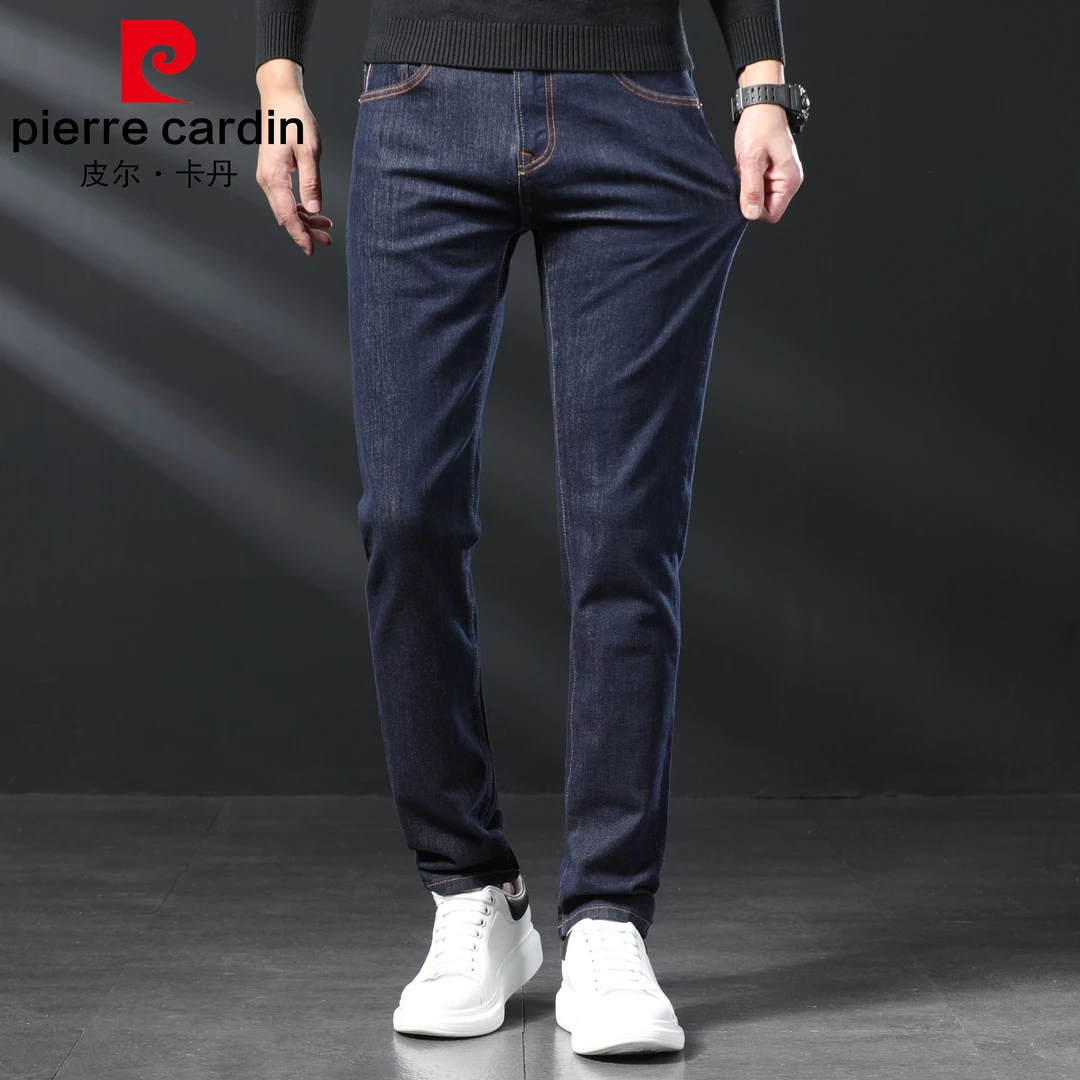 皮尔卡丹秋冬季新款牛仔裤潮牌宽松直筒弹力弹力休闲商务长裤子男