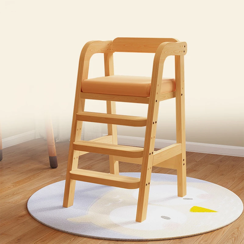 儿童餐椅木质宝宝家用脚凳实木吃饭椅子加宽升降大童成长学习座椅