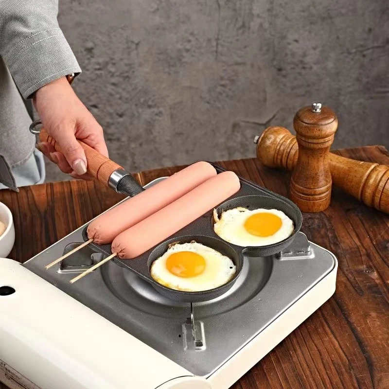 早餐烤肠锅二合一煎蛋锅通用加厚无涂层家用烤肠神器早餐煎蛋模具