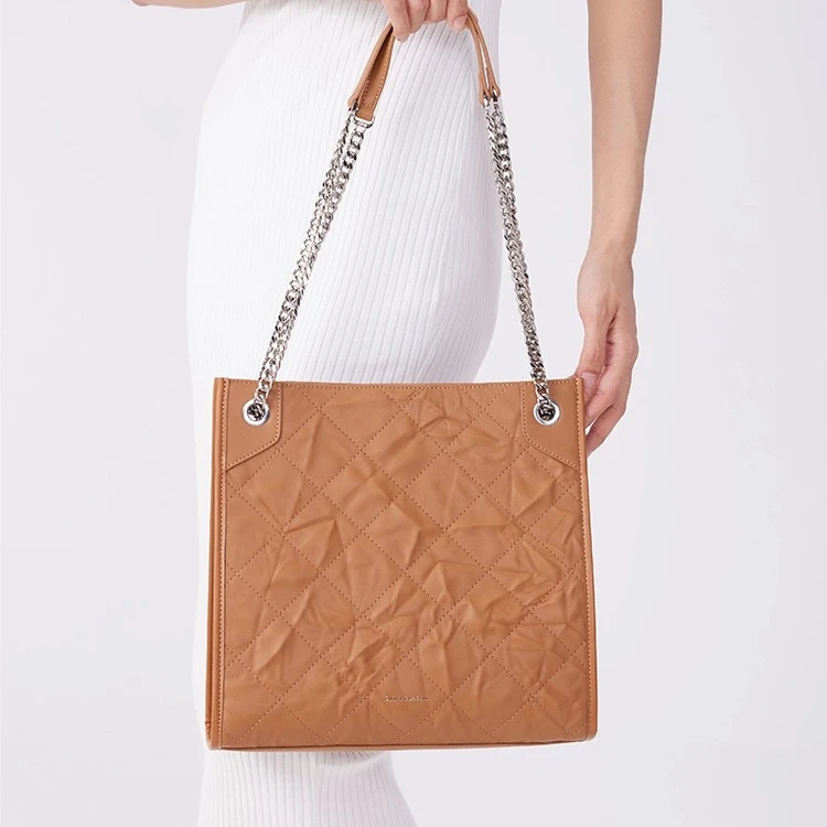 【古岩系列】欧米OMI方形托特包设计师褶皱链条时尚单肩包