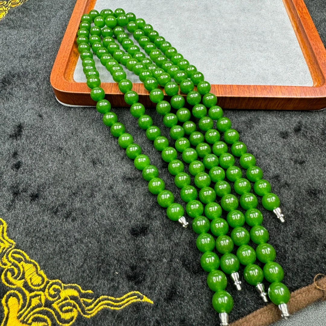 A011天然俄料碧玉10mm项链多样性发一