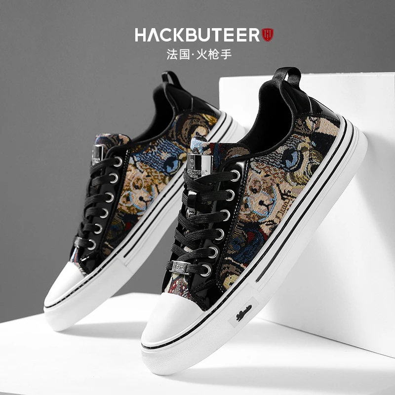 HACKBUTEER/火枪手高端时尚休闲百搭男鞋 爆款高档轻奢潮流男板鞋