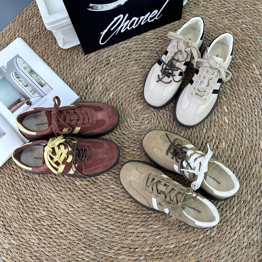 2025春季新款双鞋带条纹拼接百搭潮鞋低帮休闲时尚鞋 1001-35