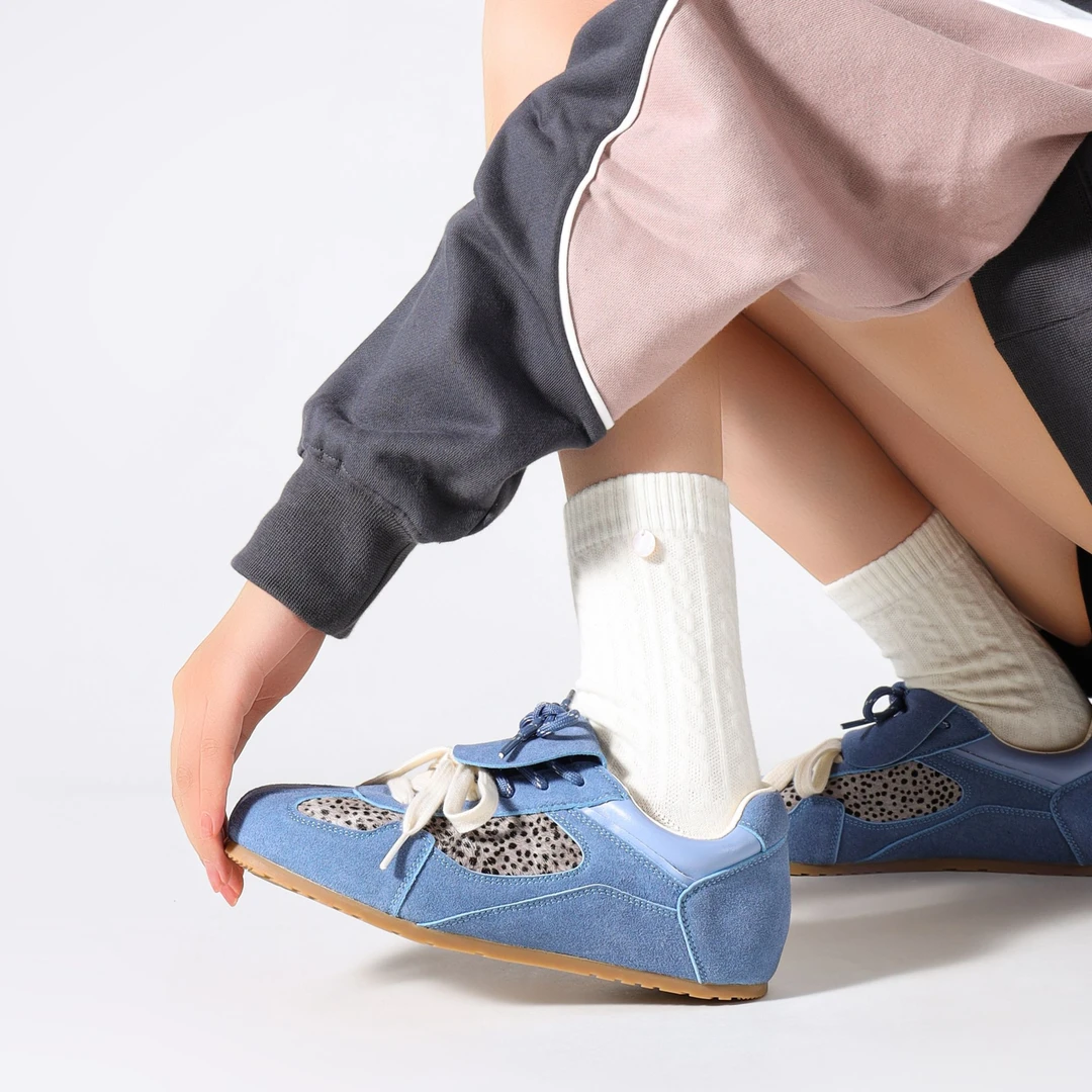 2025春季新款豹纹德训鞋女复古百搭平底透气时尚休闲鞋 5989  XMQ