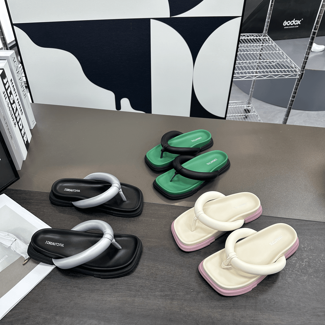 2024新款夏季透气厚底踩屎感多巴胺拼色小凉拖夹趾人字拖 9170