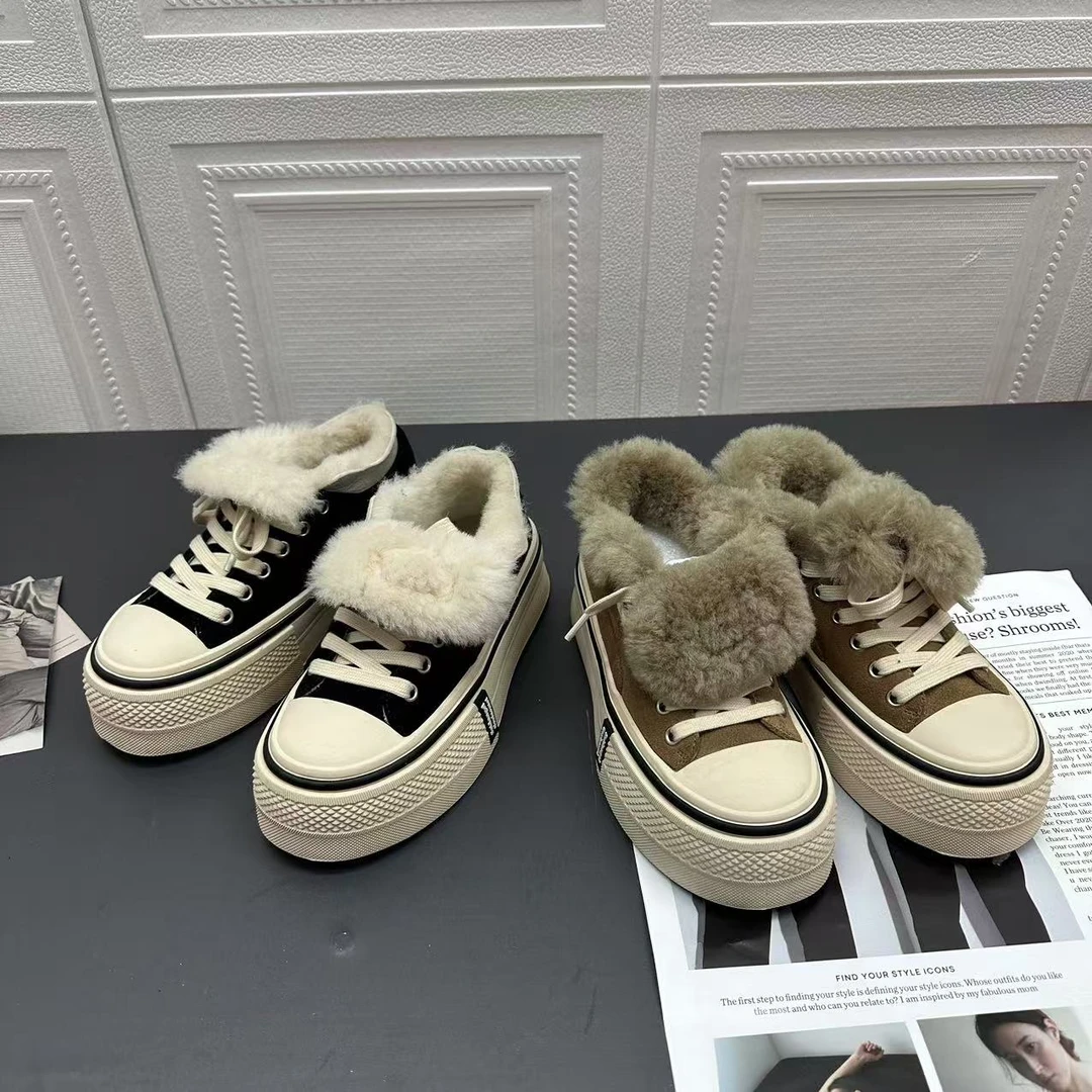 2024冬季新款加绒保暖防滑时尚百搭厚底休闲鞋 77892