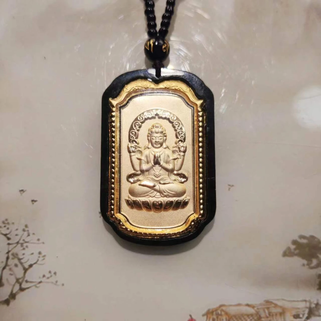 精品和田玉观音吊坠足金镶嵌 JQZ