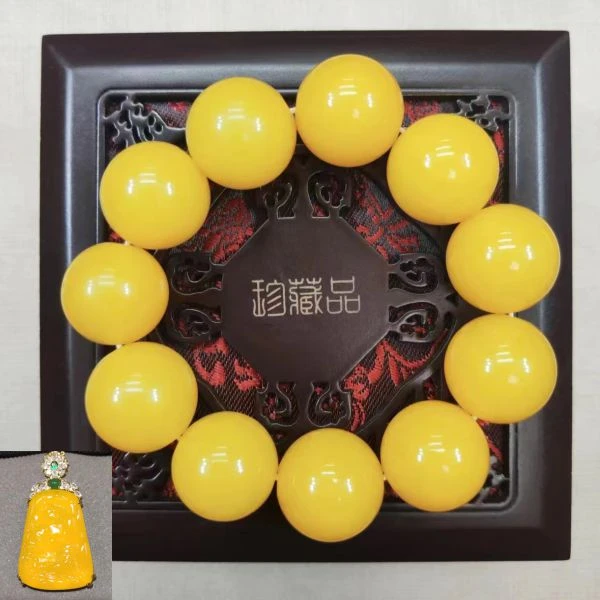 卡2.0天然暴力鸡油黄手串-黄色显高贵（套装） JQH