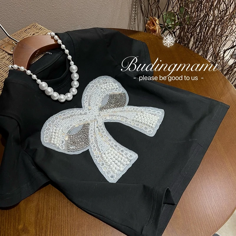 【黑白撞色】女童夏装短袖T恤夏季百搭上衣洋气圆领短款清新