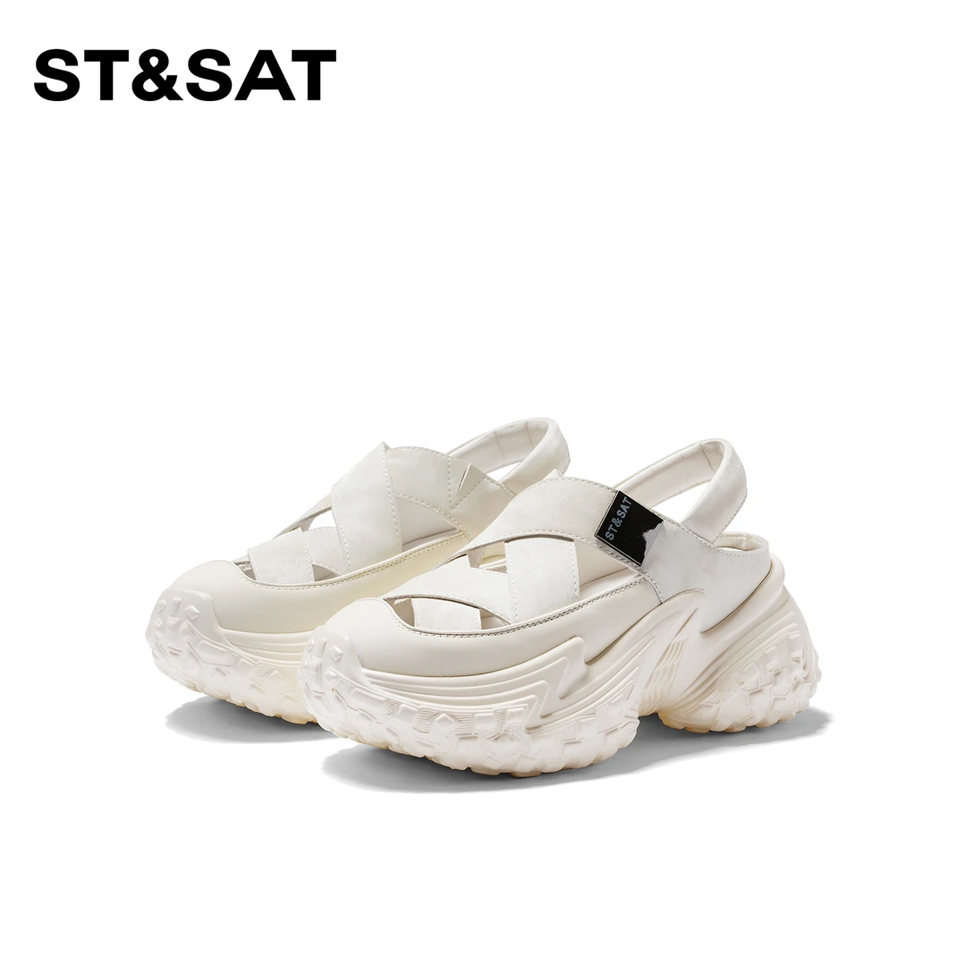 St&Sat/星期六时尚百搭休闲鞋女2024新款镂空透气榴莲厚底休闲鞋