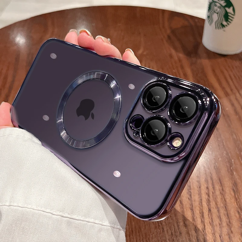 苹果14promax手机壳超薄透明自带镜头膜magsafe磁吸13/12全包硬壳