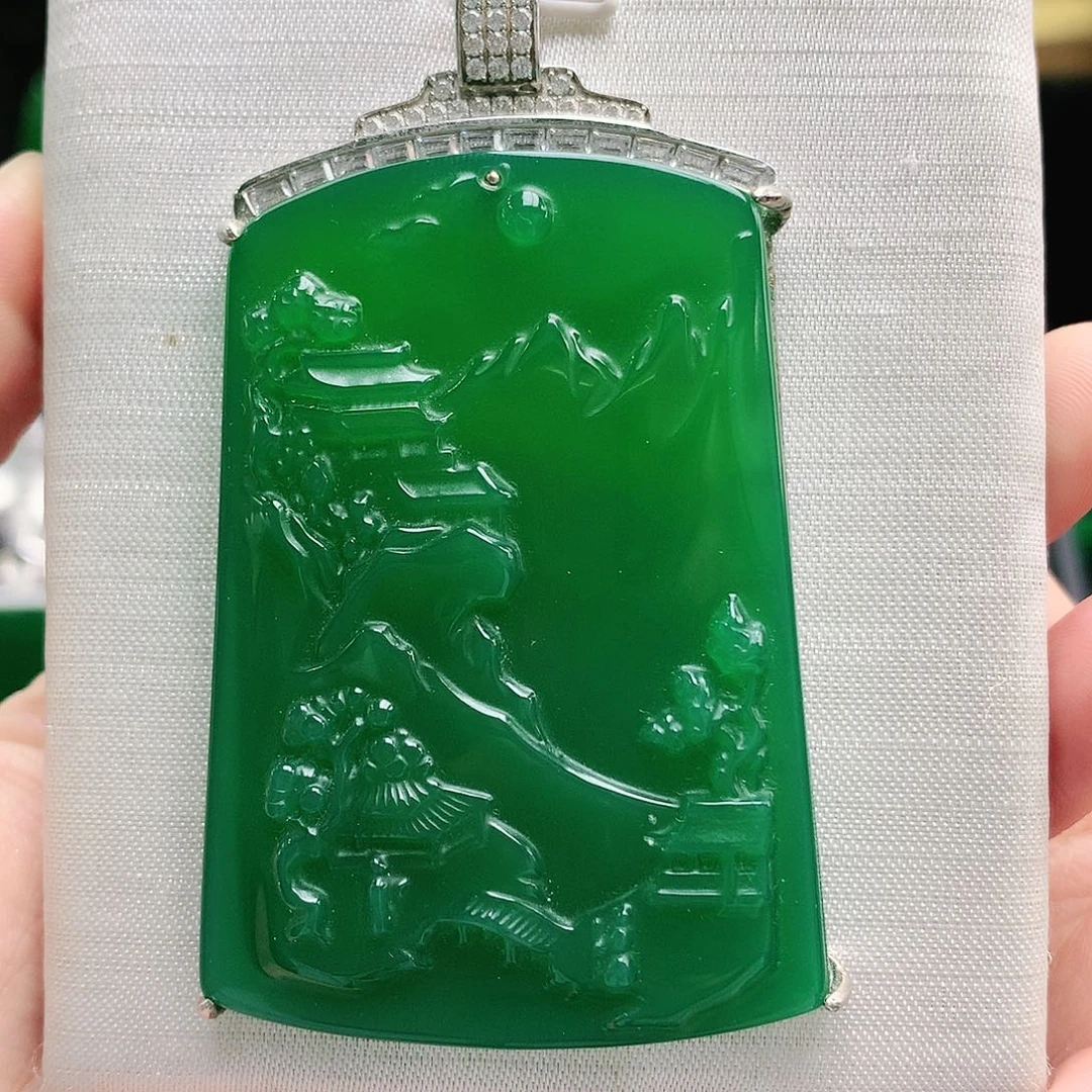 玛瑙/玉髓吊坠银S925镶嵌